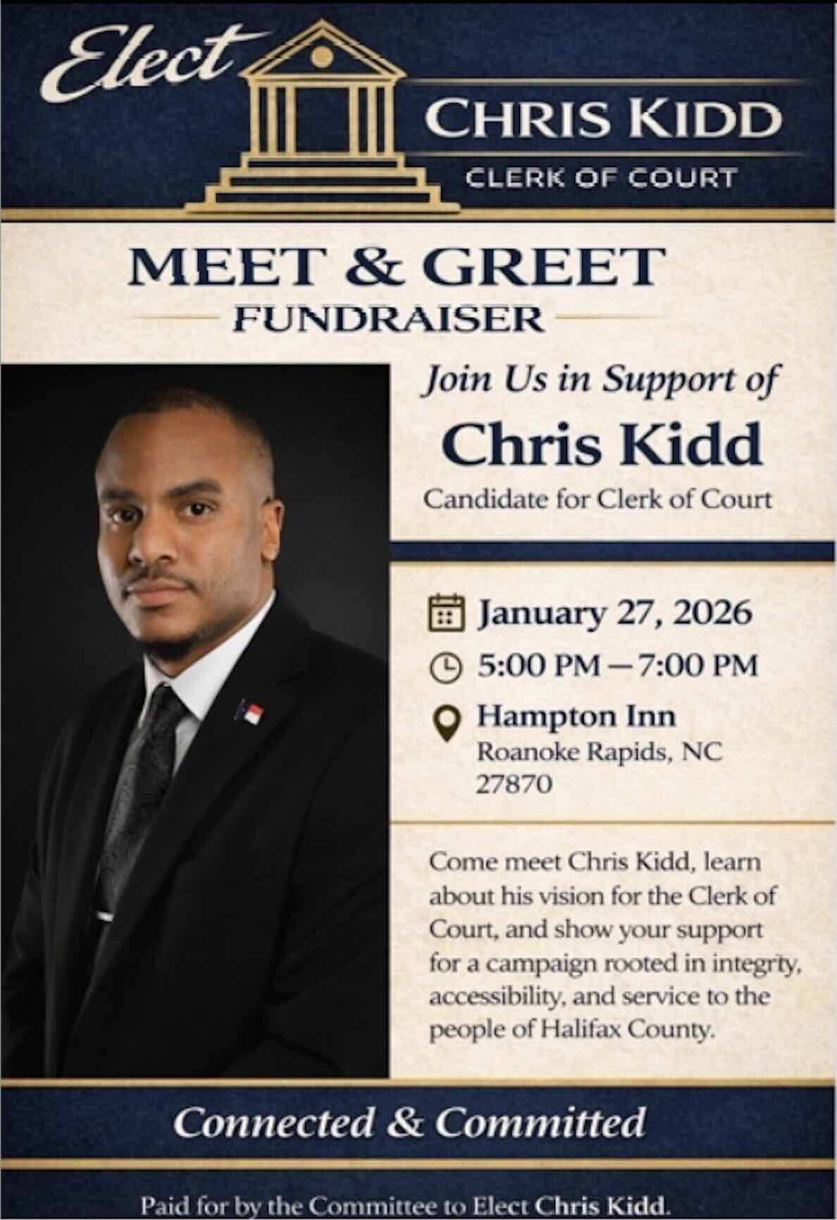 Meet & Greet Fundraiser - January 27, 2026 at Hampton Inn